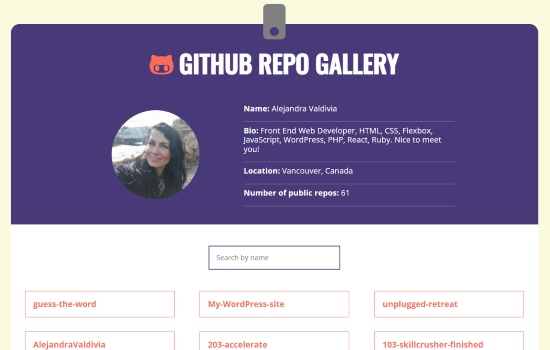 gallery of projects in github by the author